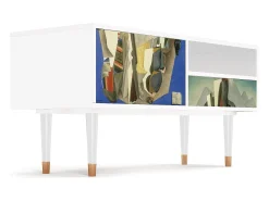 Móvel De Tv| Mueble de TV - 115х59х48 cm - T3 - The Cubist Paintings , Branco Bege
