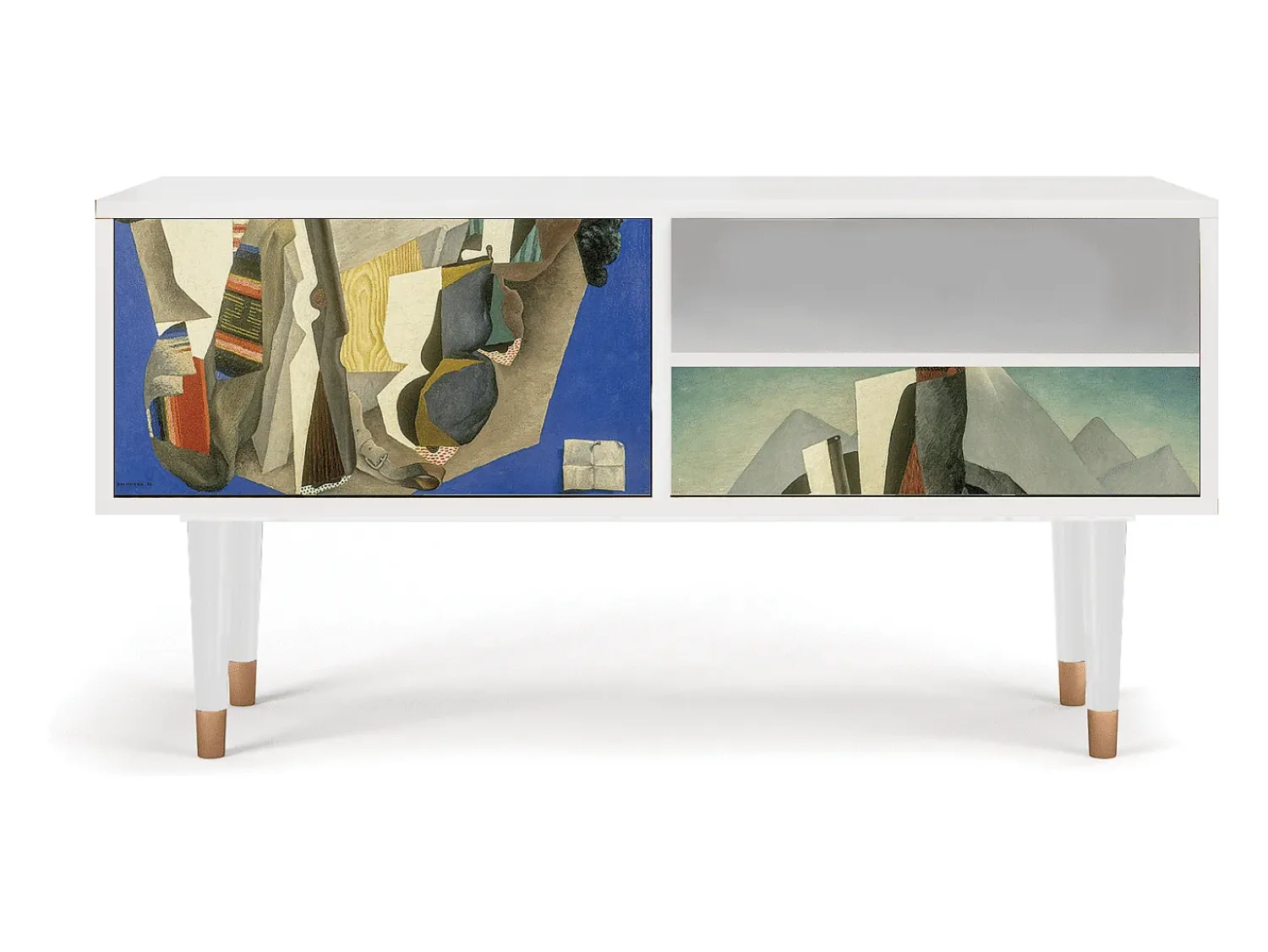 Móvel De Tv| Mueble de TV - 115х59х48 cm - T3 - The Cubist Paintings , Branco Bege