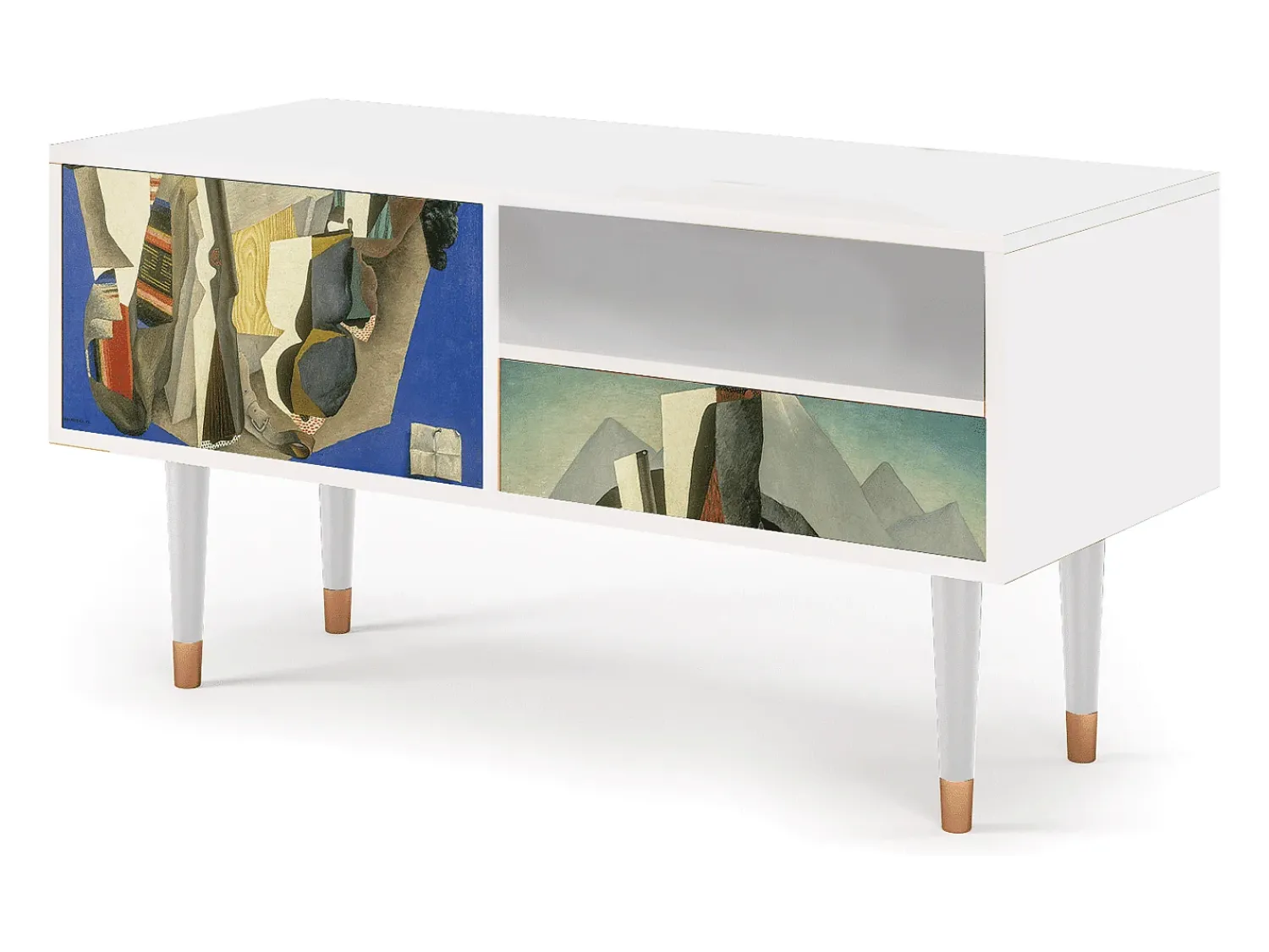 Móvel De Tv| Mueble de TV - 115х59х48 cm - T3 - The Cubist Paintings , Branco Bege