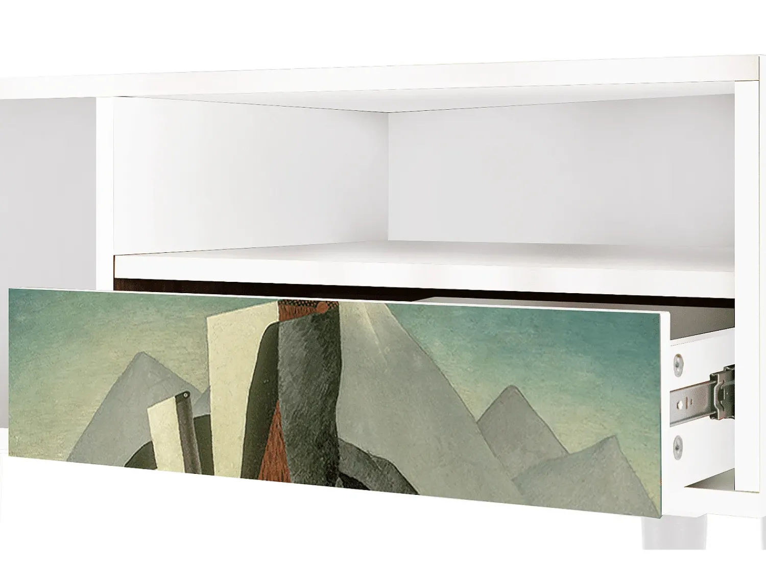 Móvel De Tv| Mueble de TV - 115х59х48 cm - T3 - The Cubist Paintings , Branco Bege