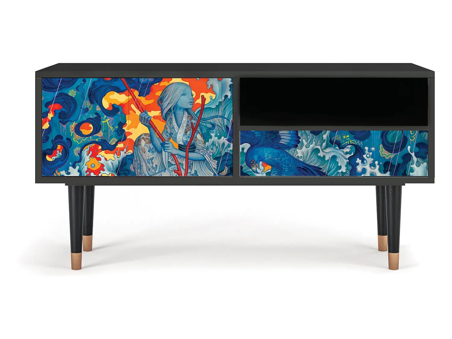Mueble de TV - 115х59х48 cm - T3 - The Girl - James Jean, Antracite Cinza antracite