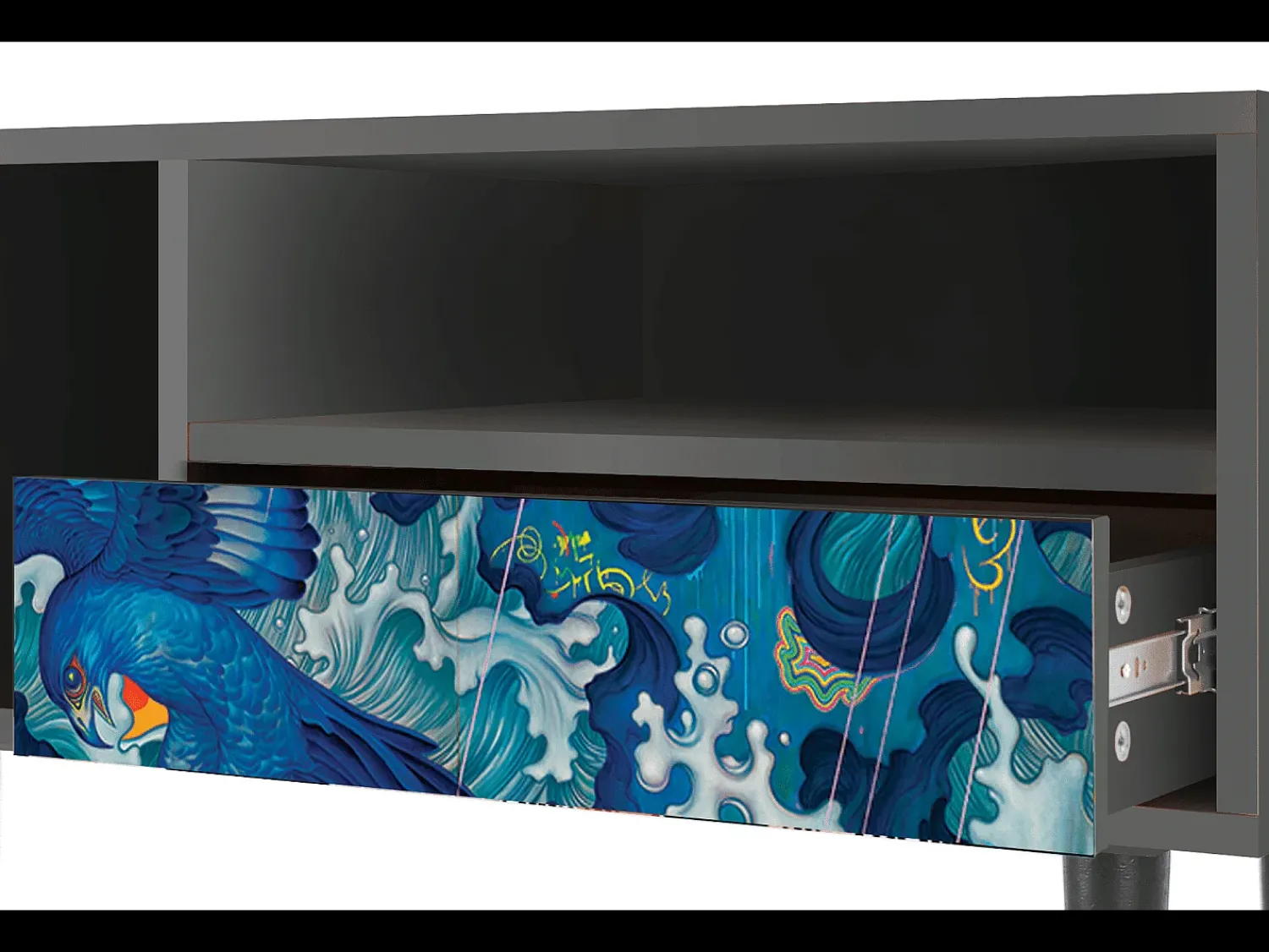 Mueble de TV - 115х59х48 cm - T3 - The Girl - James Jean, Antracite Cinza antracite