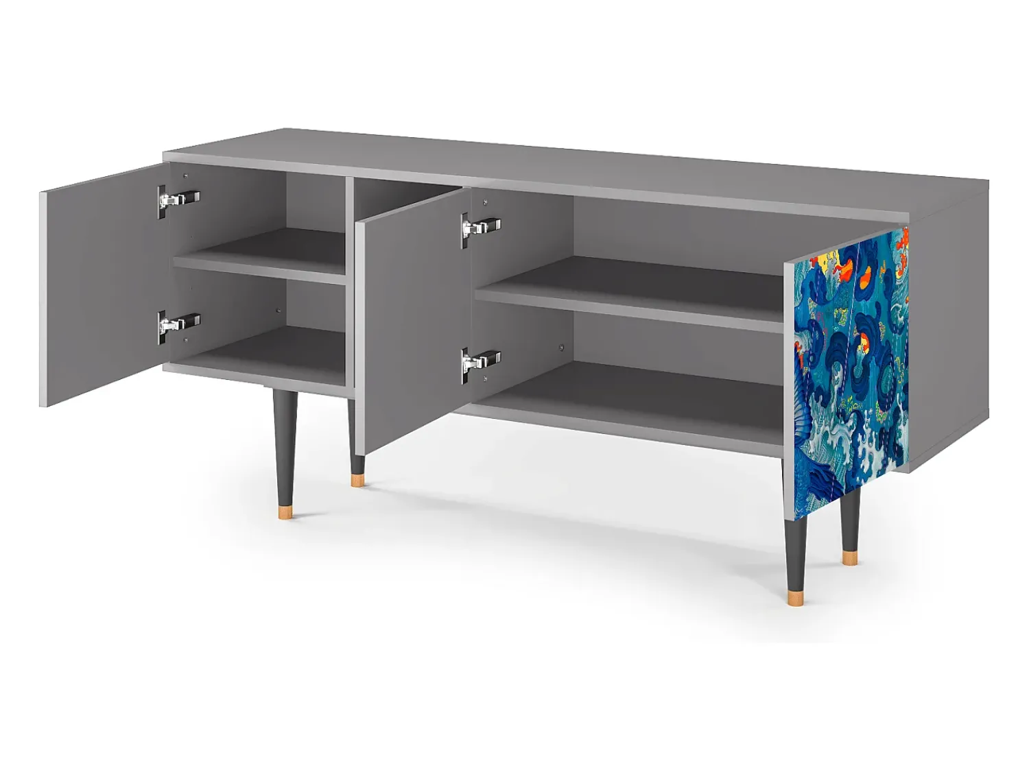 Outlet Mueble de TV - 150х69х41 cm - T5 - The Girl - James Jean, Cinza Cinzento