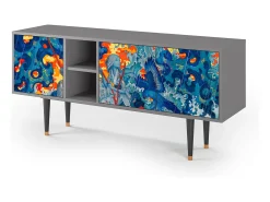 Outlet Mueble de TV - 150х69х41 cm - T5 - The Girl - James Jean, Cinza Cinzento