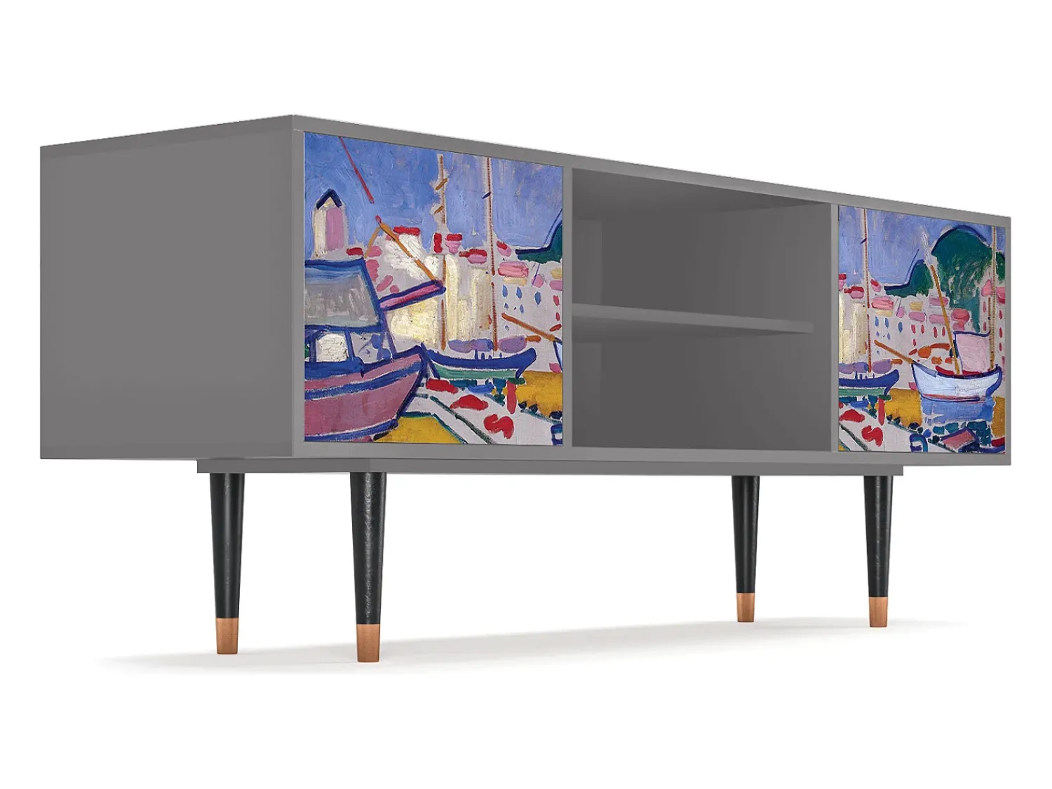 Mueble de TV - 170х69х48 cm - T2 - The Port of Collioure , Cinza^ Móvel De Tv