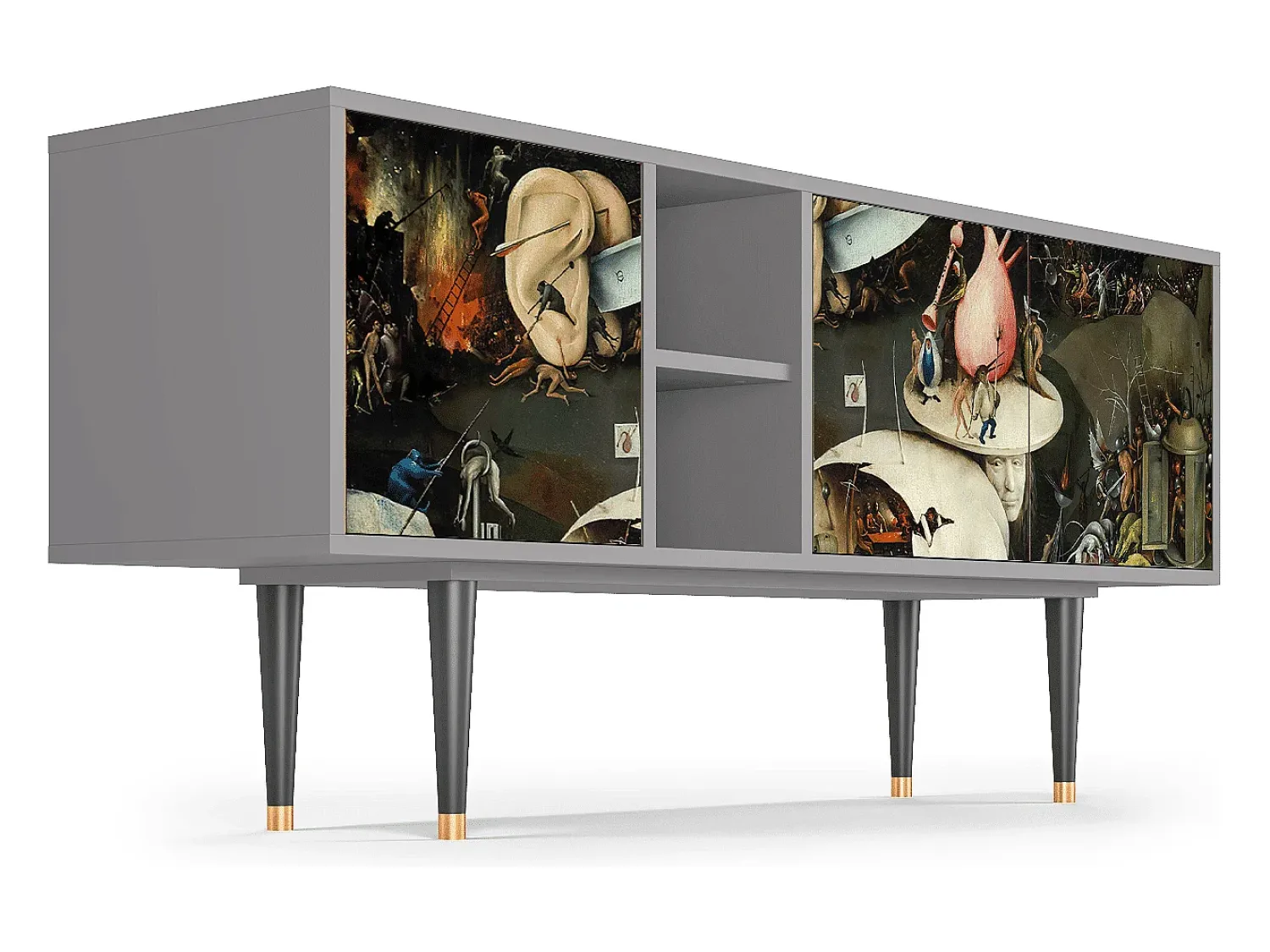Móvel De Tv* Mueble de TV - 150х69х41 cm - T5 - The Garden 2, Cinza Cinzento