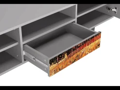 Móvel De Tv| Mueble de TV - 170х59х41 cm - T6 - The Banks, Cinza Cinzento
