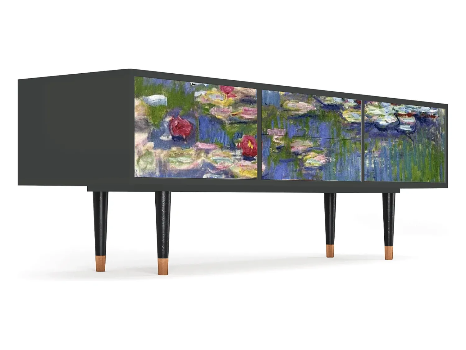 Móvel De Tv| Mueble de TV - 170х59х48 cm - T4 - The water lily pond , Antracite Cinza antracite