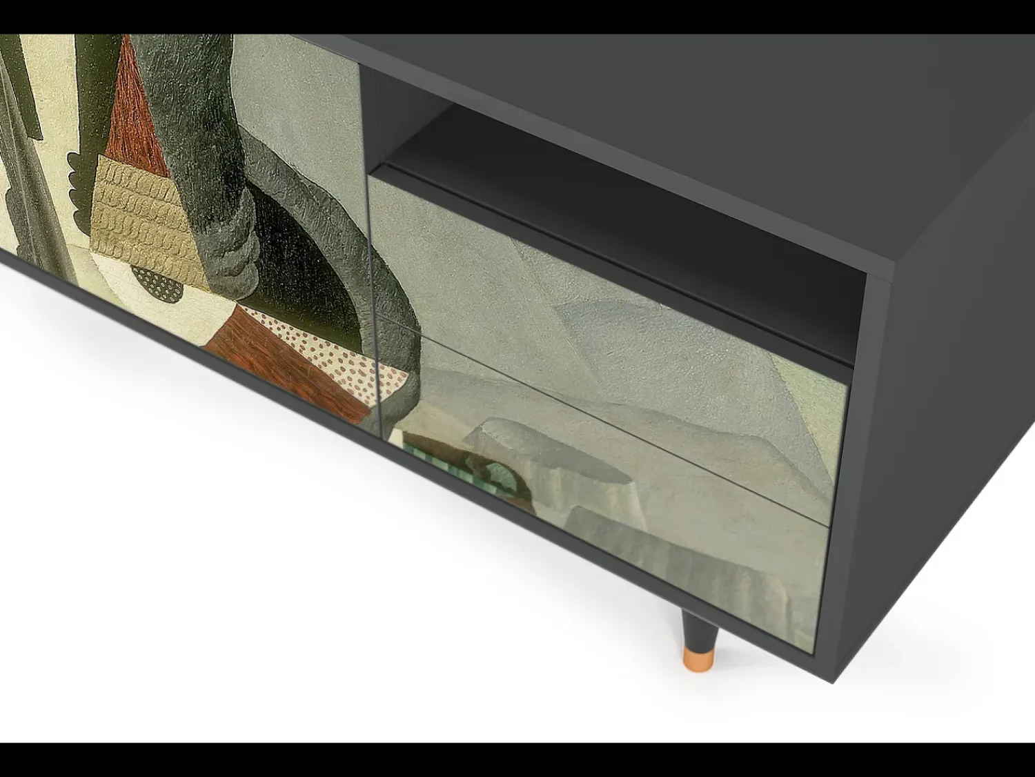 Móvel De Tv| Mueble de TV - 125х56х41 cm - T7 - The Cubist Paintings , Antracite Cinza antracite