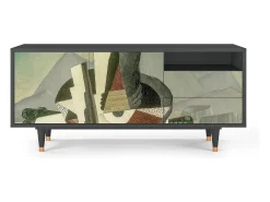 Móvel De Tv| Mueble de TV - 125х56х41 cm - T7 - The Cubist Paintings , Antracite Cinza antracite