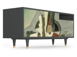 Móvel De Tv| Mueble de TV - 125х56х41 cm - T7 - The Cubist Paintings , Antracite Cinza antracite