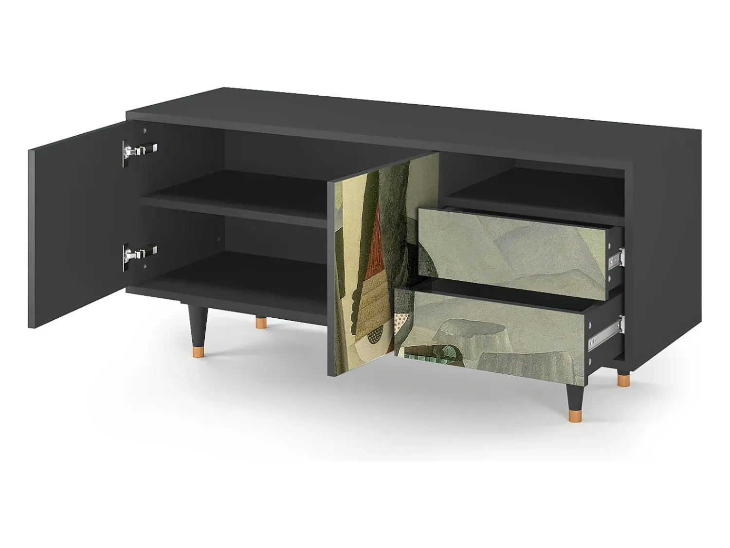 Móvel De Tv| Mueble de TV - 125х56х41 cm - T7 - The Cubist Paintings , Antracite Cinza antracite