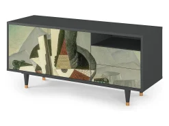 Móvel De Tv| Mueble de TV - 125х56х41 cm - T7 - The Cubist Paintings , Antracite Cinza antracite