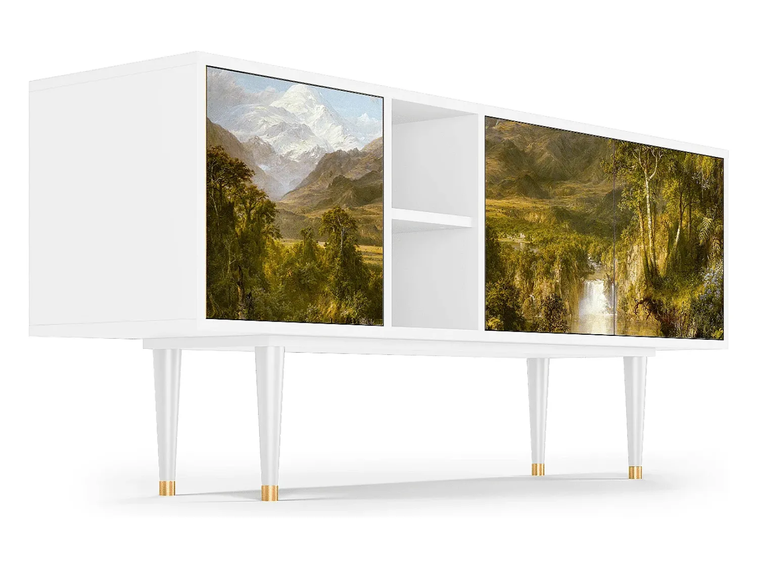 Móvel De Tv* Mueble de TV - 150х69х41 cm - T5 - The Heart of the Andes , Branco Bege