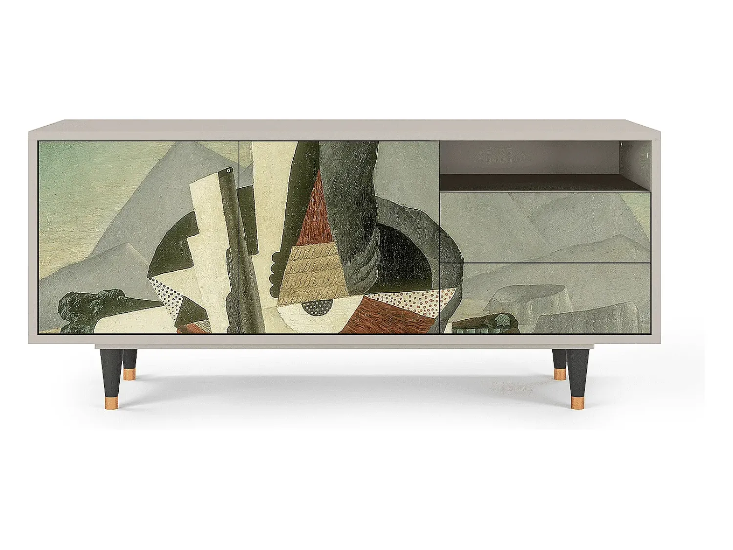 Móvel De Tv| Mueble de TV - 125х56х41 cm - T7 - The Cubist Paintings , Areia Bege