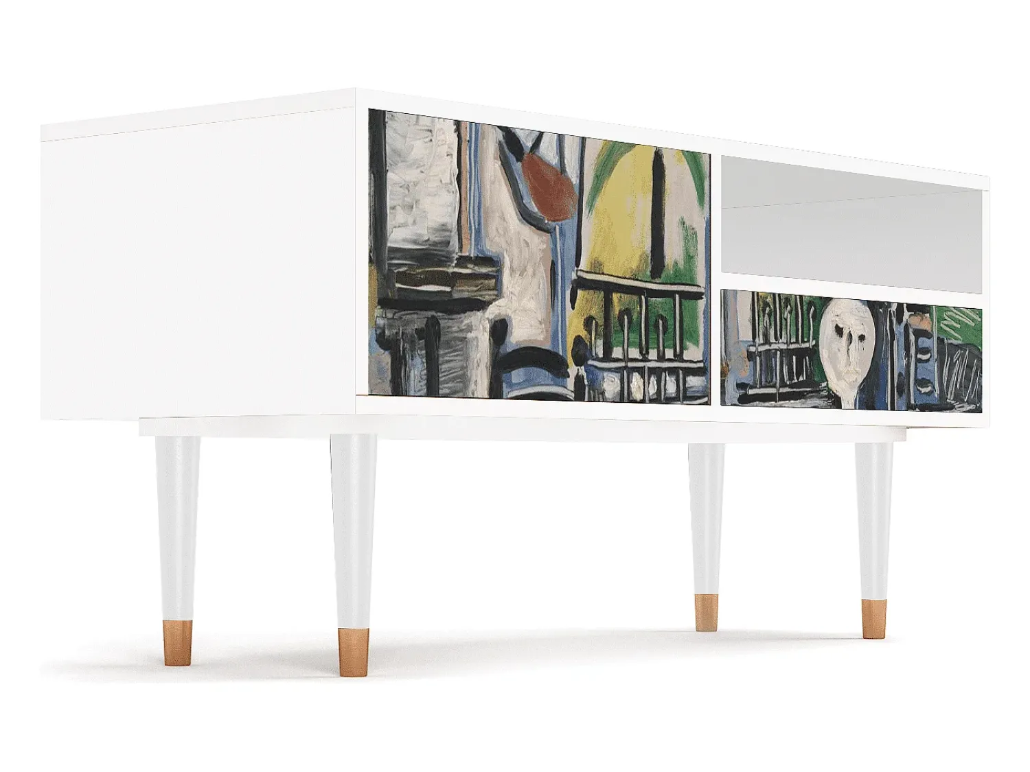 Móvel De Tv* Mueble de TV - 115х59х48 cm - T3 - The Studio , Branco Bege