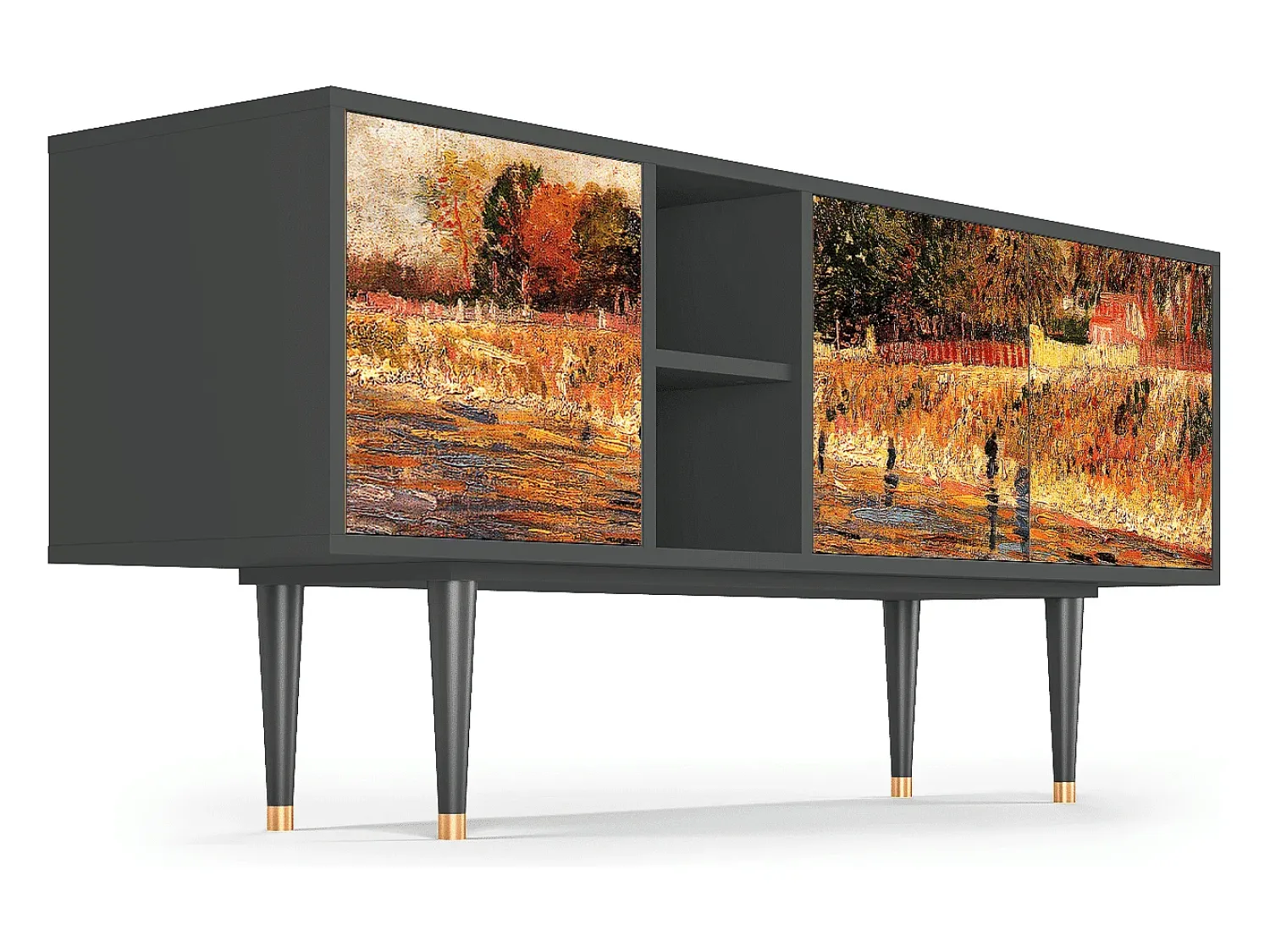 Discount Mueble de TV - 150х69х41 cm - T5 - The Banks, Antracite Cinza antracite