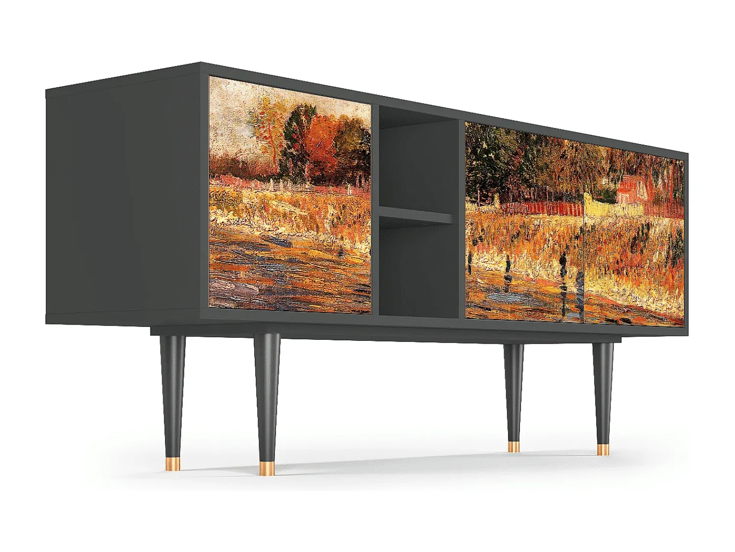 Discount Mueble de TV - 150х69х41 cm - T5 - The Banks, Antracite Cinza antracite