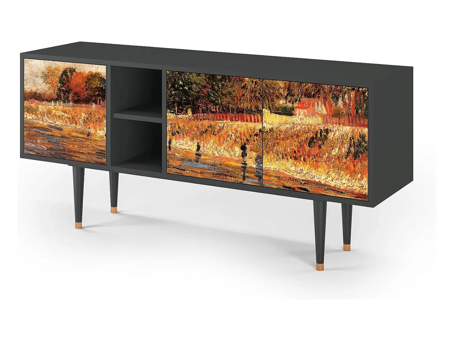 Discount Mueble de TV - 150х69х41 cm - T5 - The Banks, Antracite Cinza antracite