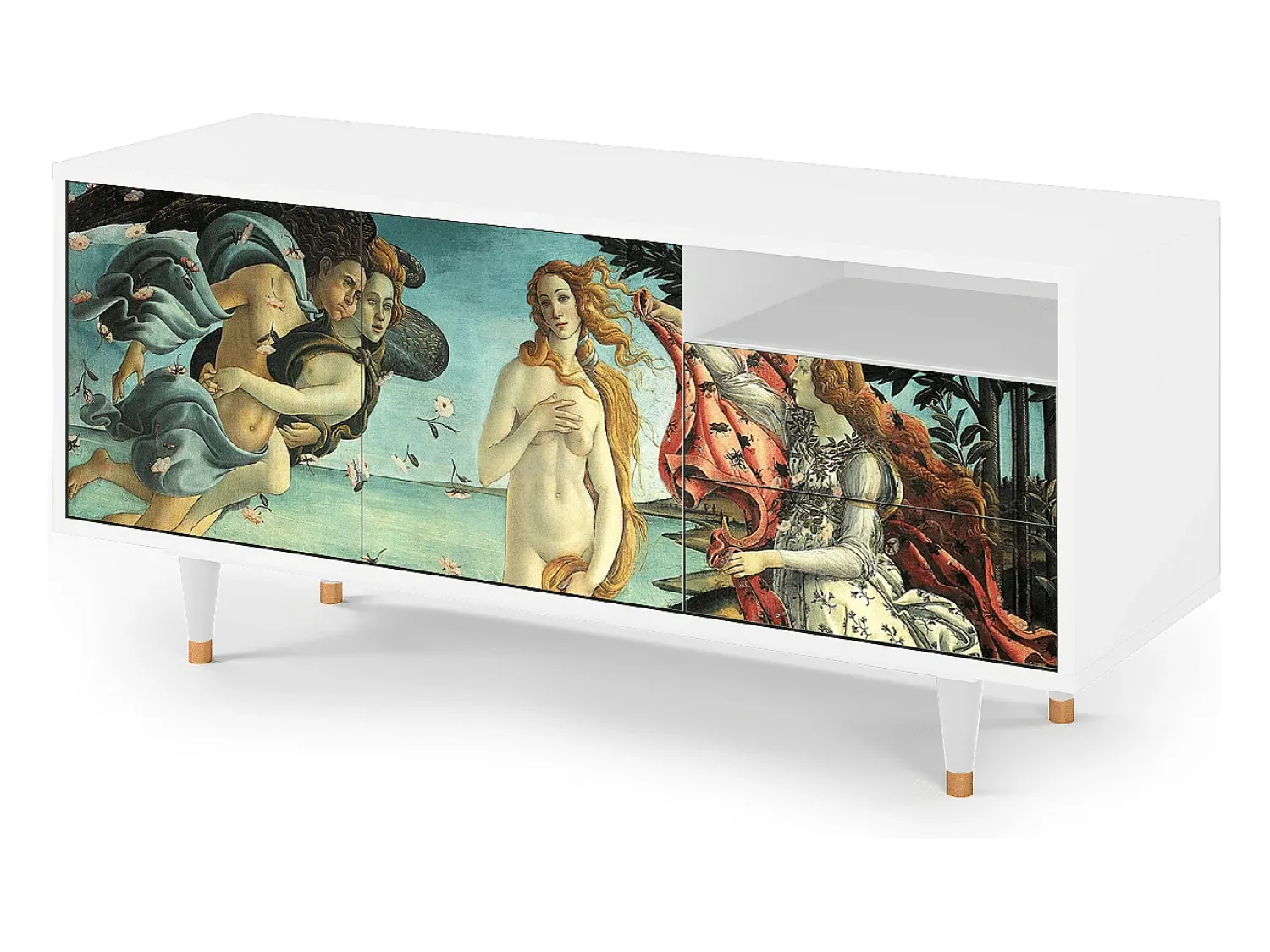 Móvel De Tv* Mueble de TV - 125х56х41 cm - T7 - The Birth of Venus, Branco Bege
