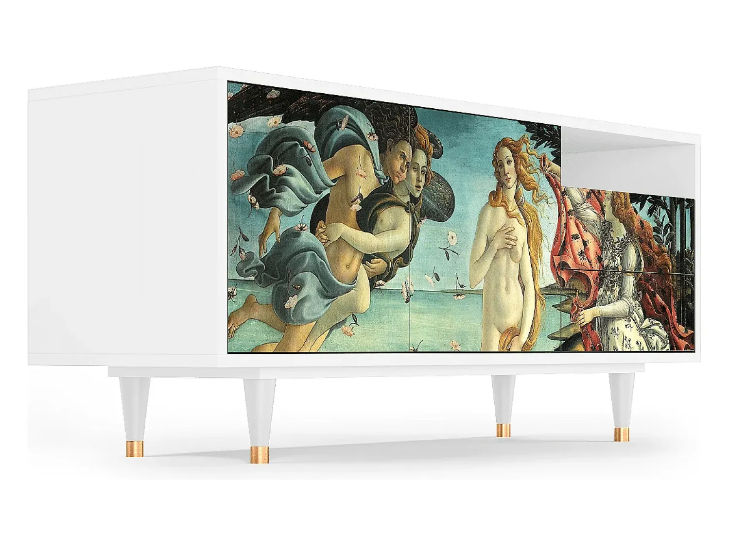Móvel De Tv* Mueble de TV - 125х56х41 cm - T7 - The Birth of Venus, Branco Bege