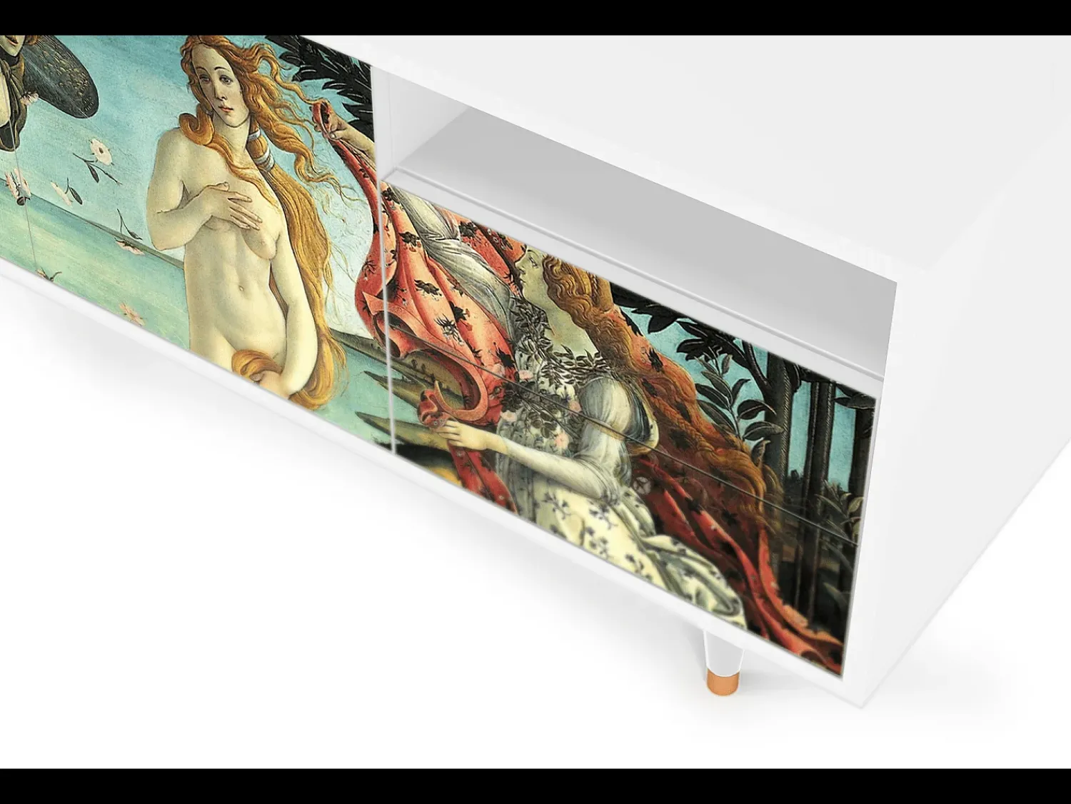 Móvel De Tv* Mueble de TV - 125х56х41 cm - T7 - The Birth of Venus, Branco Bege