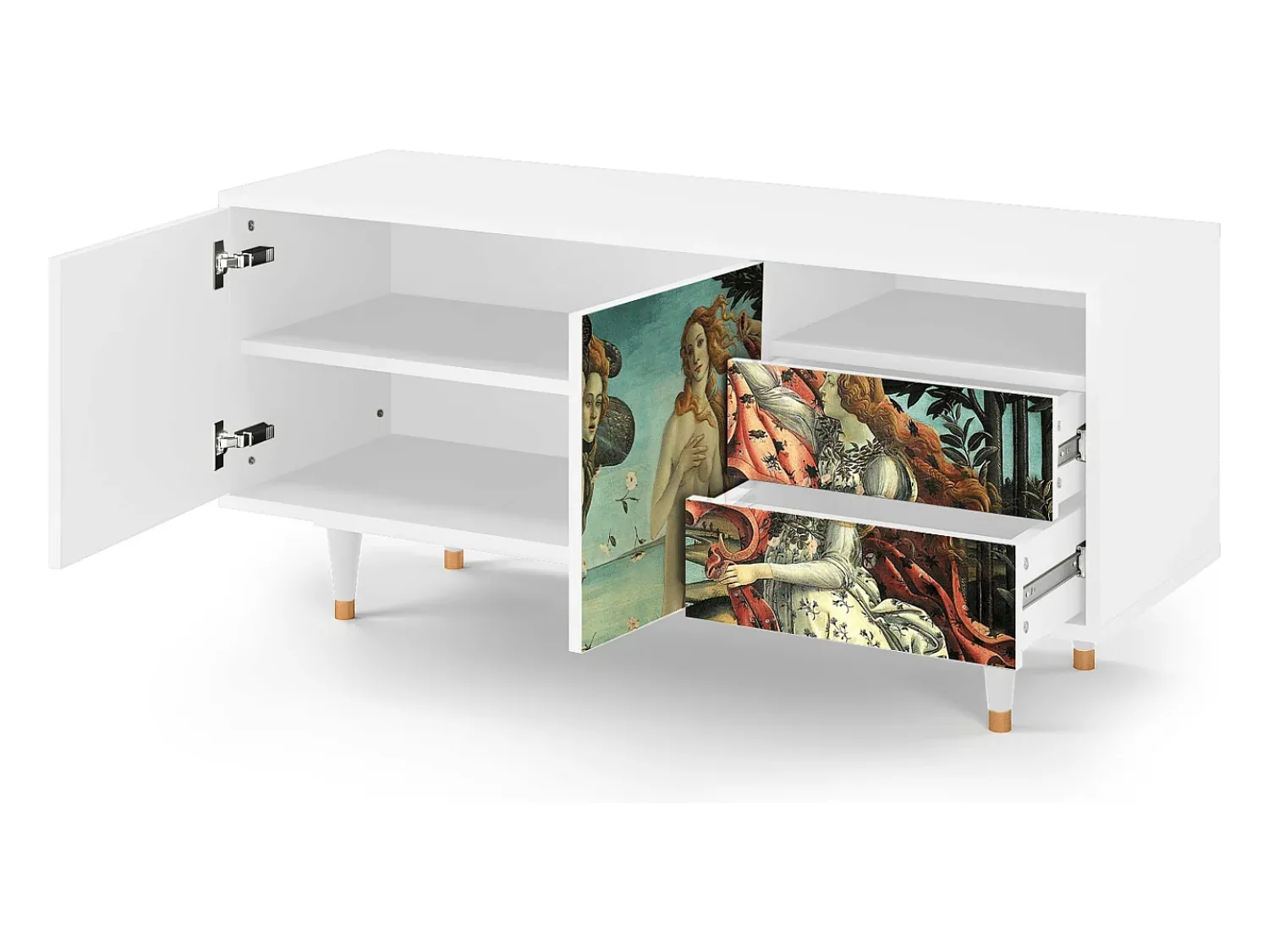 Móvel De Tv* Mueble de TV - 125х56х41 cm - T7 - The Birth of Venus, Branco Bege