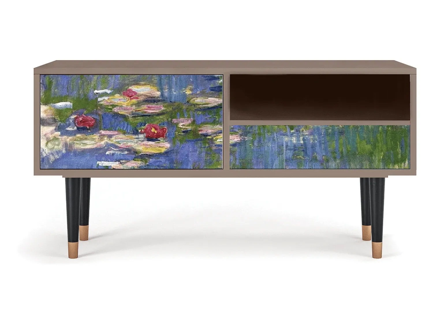 New Mueble de TV - 115х59х48 cm - T3 - The water lily pond , Latte Bege