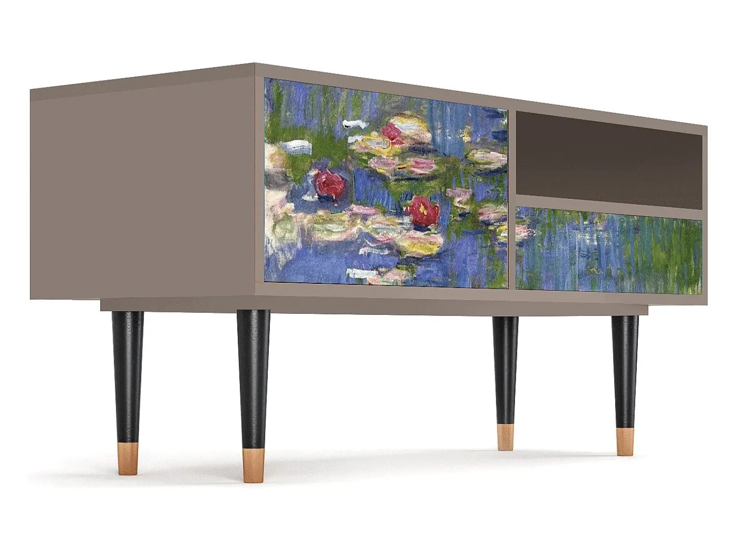 New Mueble de TV - 115х59х48 cm - T3 - The water lily pond , Latte Bege