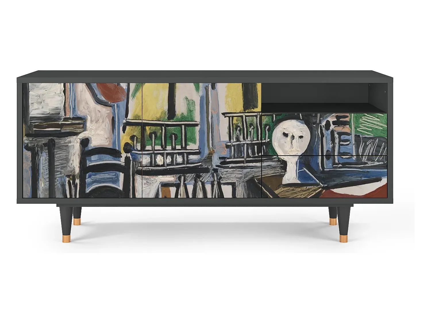 Móvel De Tv| Mueble de TV - 125х56х41 cm - T7 - The Studio , Antracite Cinza antracite