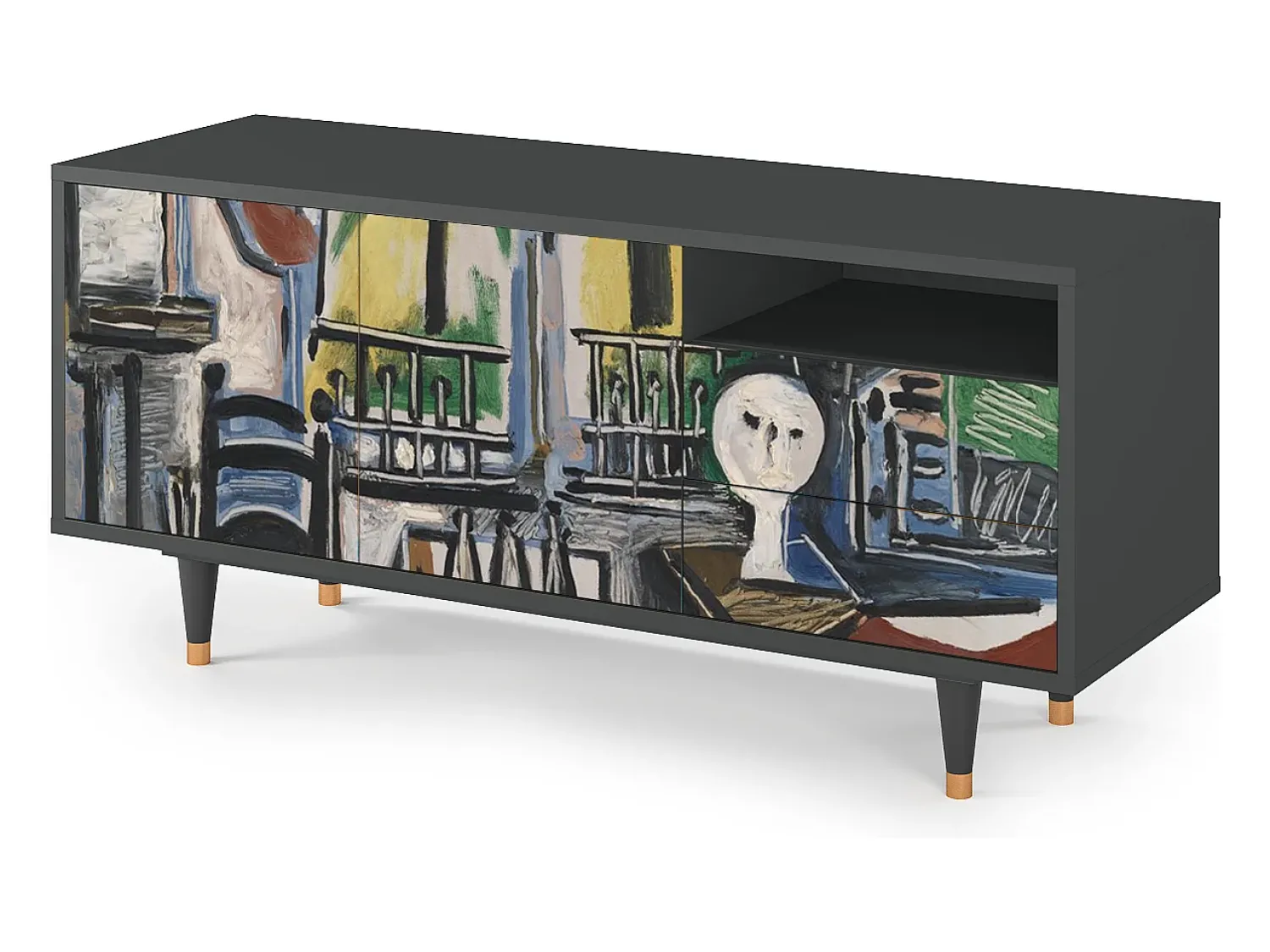 Móvel De Tv| Mueble de TV - 125х56х41 cm - T7 - The Studio , Antracite Cinza antracite
