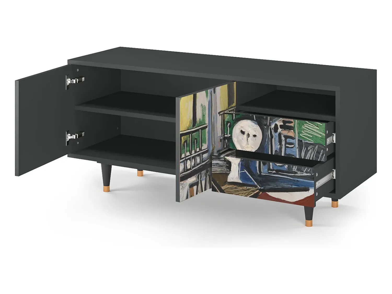 Móvel De Tv| Mueble de TV - 125х56х41 cm - T7 - The Studio , Antracite Cinza antracite