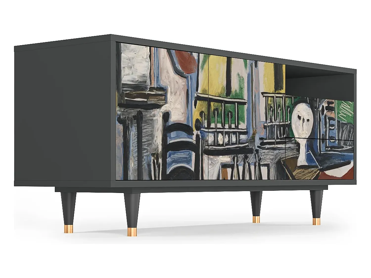 Móvel De Tv| Mueble de TV - 125х56х41 cm - T7 - The Studio , Antracite Cinza antracite