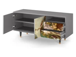 Móvel De Tv| Mueble de TV - 125х56х41 cm - T7 - The Creation of Adam, Cinza Cinzento