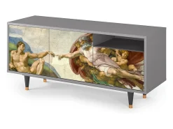 Móvel De Tv| Mueble de TV - 125х56х41 cm - T7 - The Creation of Adam, Cinza Cinzento
