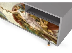 Móvel De Tv| Mueble de TV - 125х56х41 cm - T7 - The Creation of Adam, Cinza Cinzento