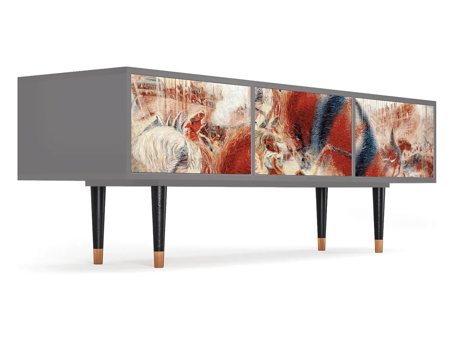 Móvel De Tv* Mueble de TV - 170х59х48 cm - T4 - The City Rises, Cinza Cinzento