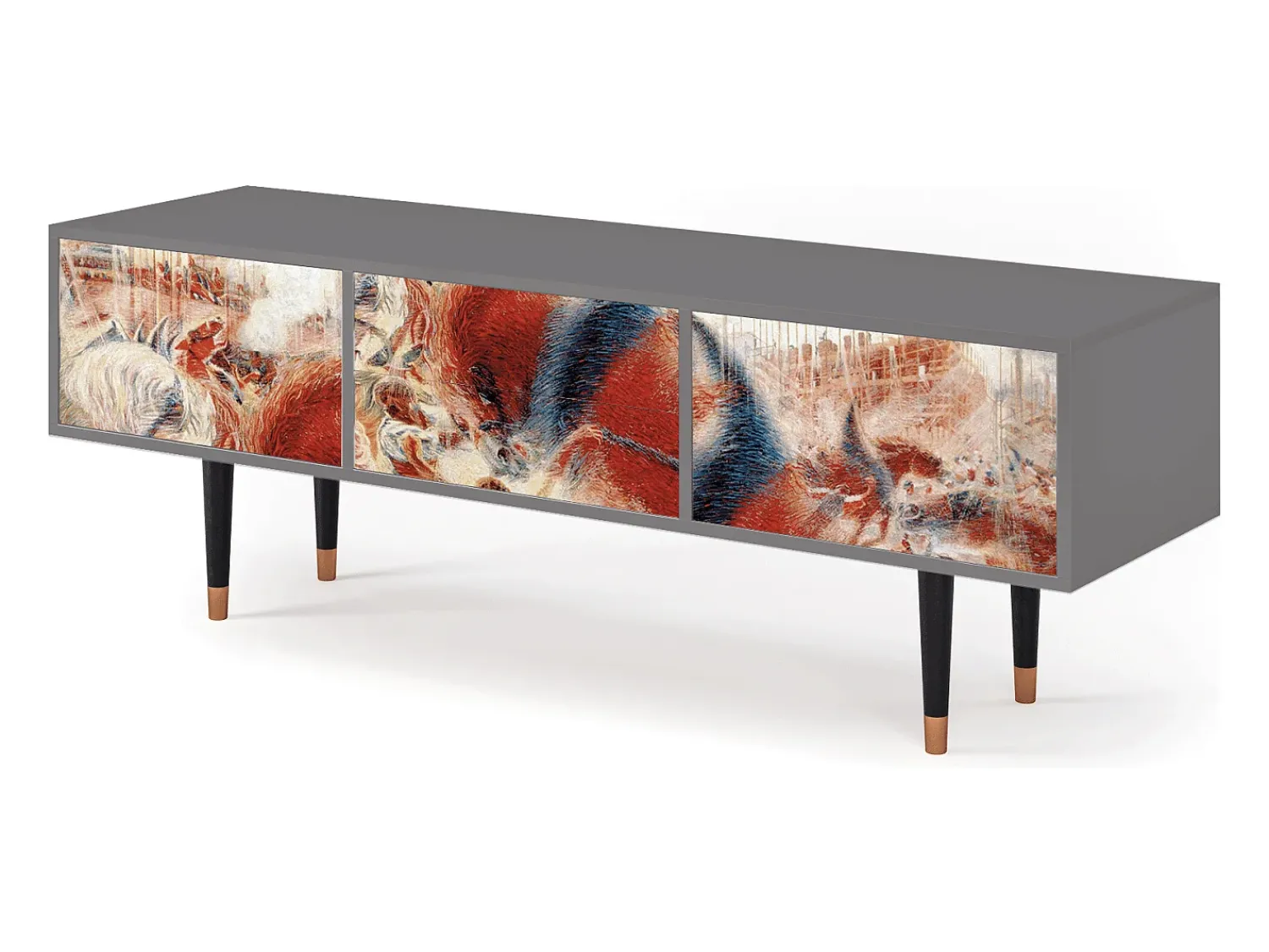 Móvel De Tv* Mueble de TV - 170х59х48 cm - T4 - The City Rises, Cinza Cinzento