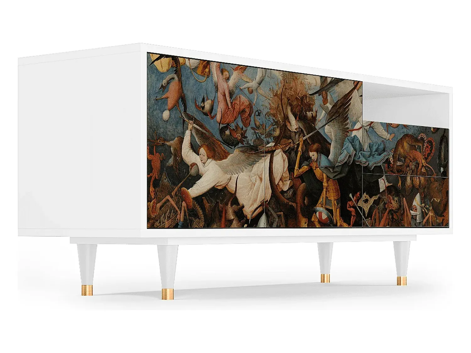 Móvel De Tv* Mueble de TV - 125х56х41 cm - T7 - The Fall, Branco Bege