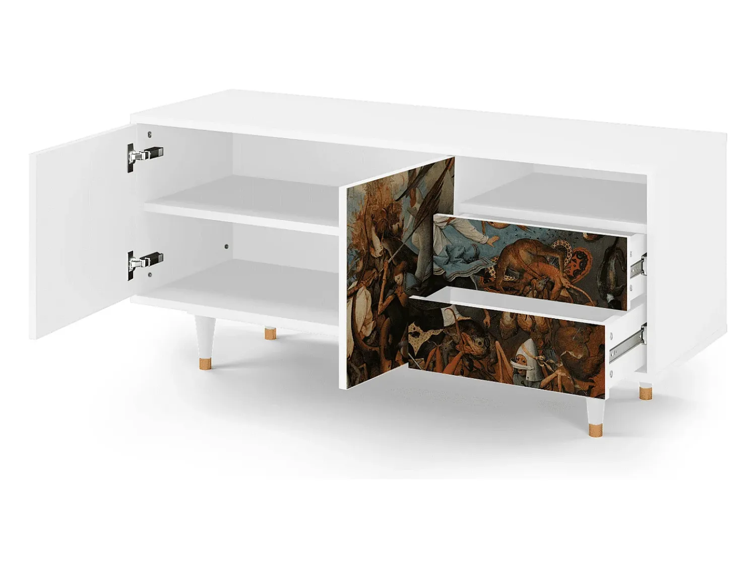 Móvel De Tv* Mueble de TV - 125х56х41 cm - T7 - The Fall, Branco Bege
