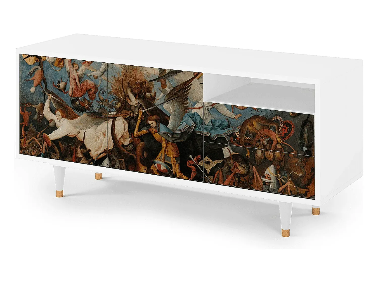 Móvel De Tv* Mueble de TV - 125х56х41 cm - T7 - The Fall, Branco Bege