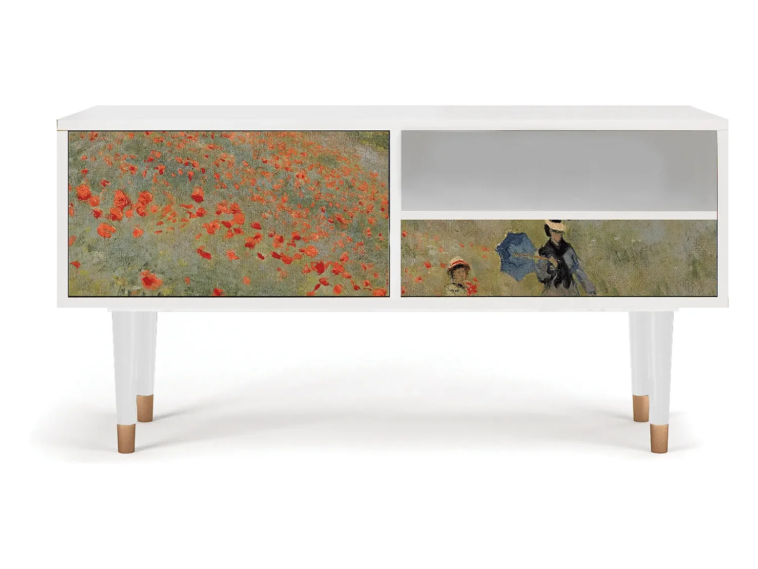 Mueble de TV - 115х59х48 cm - T3 - The Poppy Field , Branco^ Móvel De Tv