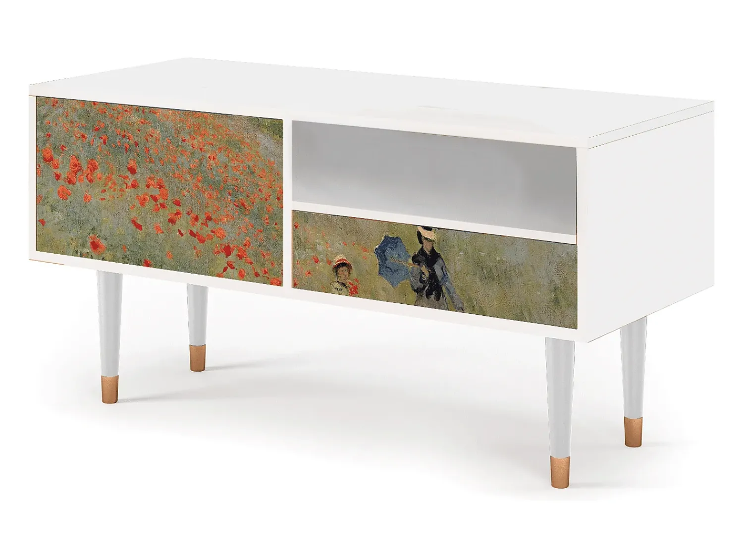 Mueble de TV - 115х59х48 cm - T3 - The Poppy Field , Branco^ Móvel De Tv