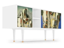 Mueble de TV - 150х69х41 cm - T5 - The Cubist Paintings , Branco^ Móvel De Tv