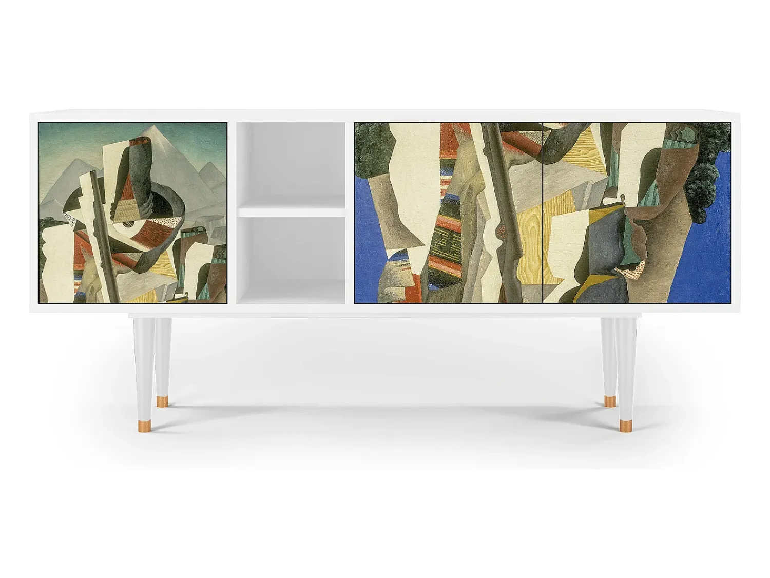 Mueble de TV - 150х69х41 cm - T5 - The Cubist Paintings , Branco^ Móvel De Tv