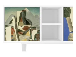 Mueble de TV - 150х69х41 cm - T5 - The Cubist Paintings , Branco^ Móvel De Tv