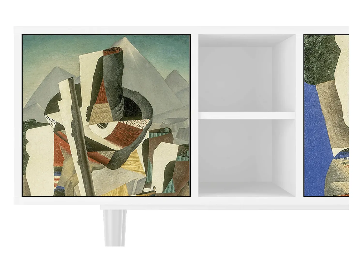 Mueble de TV - 150х69х41 cm - T5 - The Cubist Paintings , Branco^ Móvel De Tv