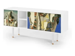 Mueble de TV - 150х69х41 cm - T5 - The Cubist Paintings , Branco^ Móvel De Tv