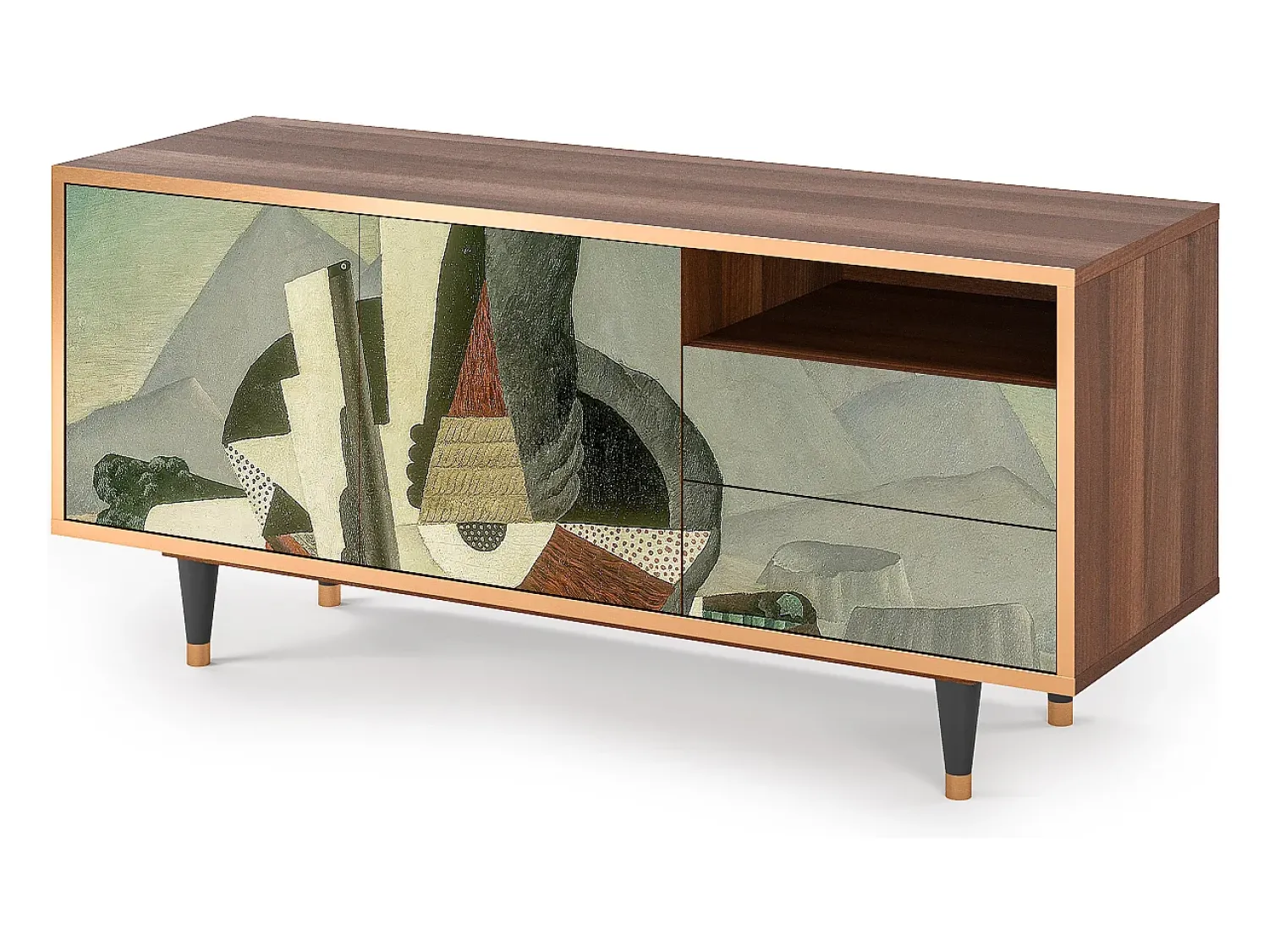 Móvel De Tv| Mueble de TV - 125х56х41 cm - T7 - The Cubist Paintings , Nogueira Castanho