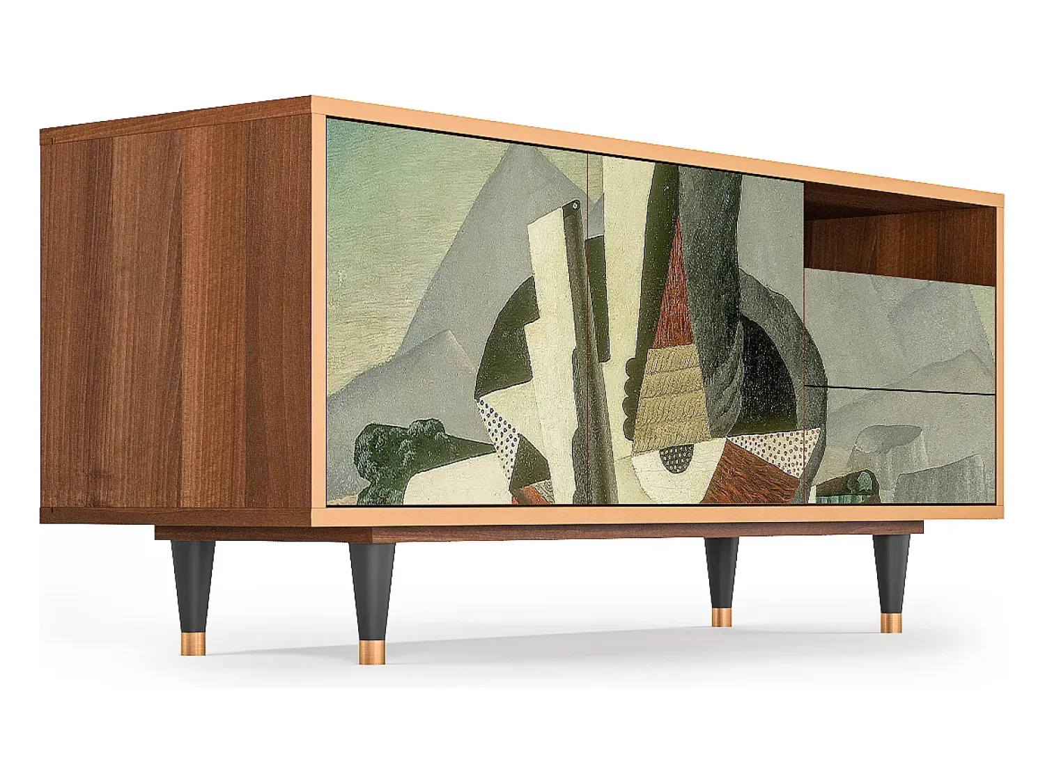 Móvel De Tv| Mueble de TV - 125х56х41 cm - T7 - The Cubist Paintings , Nogueira Castanho